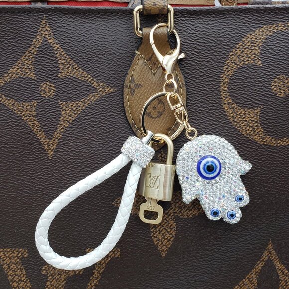 Authentic Louis Vuitton Lock & Key with unbranded Evil Eye Bagcharm - Picture 8 of 13